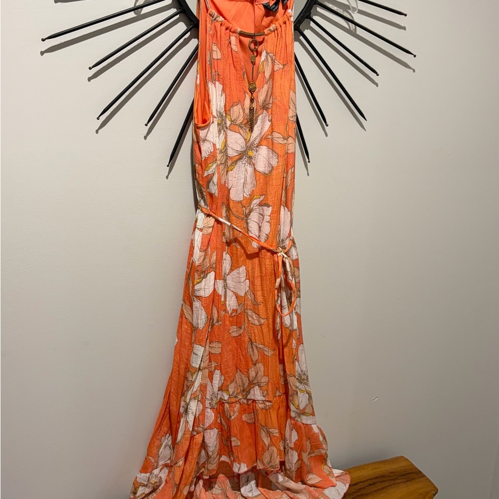 Mlle Gabrielle Vibrant Orange Floral Maxi Dress